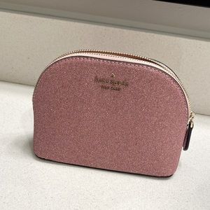 Kate Spade Small Dome Cosmetic Case Pouch in Lola Pink Glitter